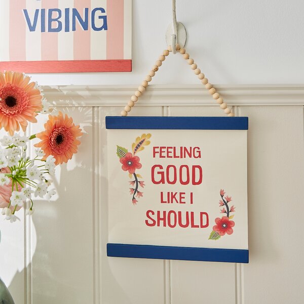 Feeling Good Hanging Plaque Red/Blue