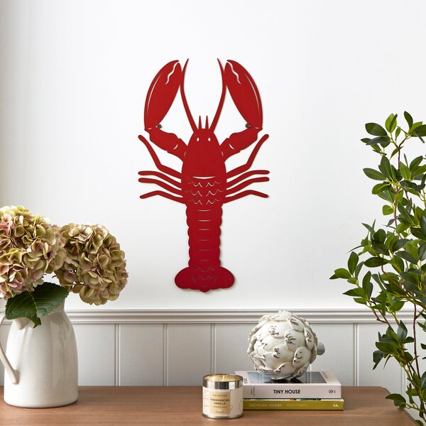 Riviera Lobster Indoor Outdoor Metal Wall Art Red