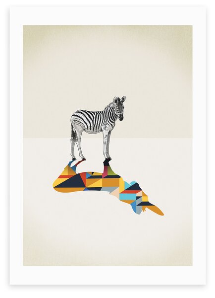 East End Prints Zebra Walking Shaddows Print MultiColoured