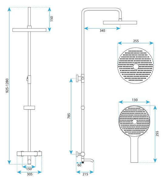 Shower set Rea Lungo Stripe Brush Nickel