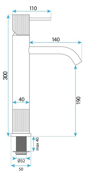 Bathroom faucet Rea Lungo Stripe Brush Nickel