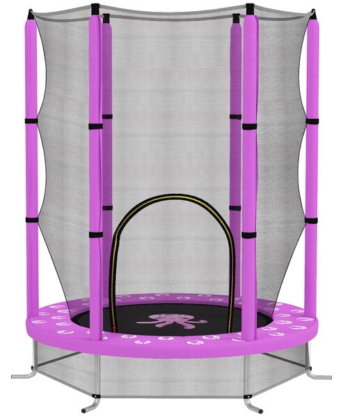 AIYAPLAY 4.6FT Toddler Trampoline w/ Safety Enclosure Net, for Indoor Outdoor Use, Ages 3-6 Years, Octopus Pattern - Purple