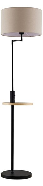 Lindby Zinia floor lamp with shelf and USB, black