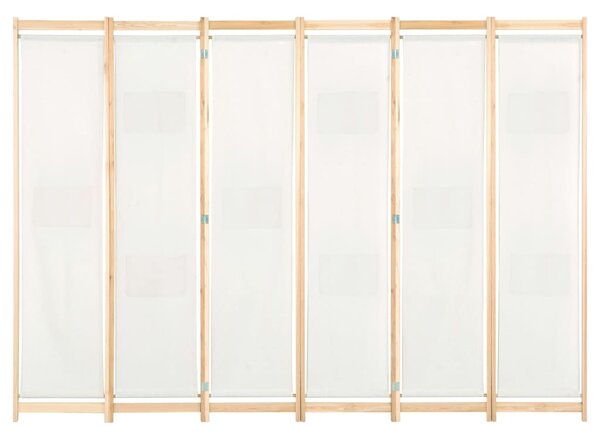 6-Panel Room Divider Cream 240x170x4 cm Fabric