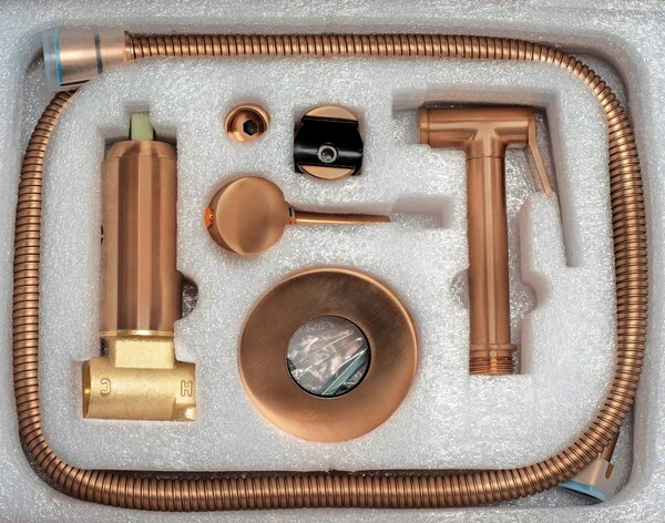 Bidet faucet Lungo Loop Copper Brush