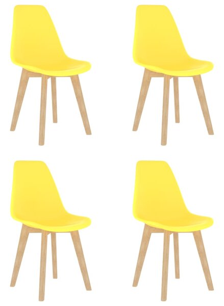 Dining Chairs 4 pcs Yellow Plastic