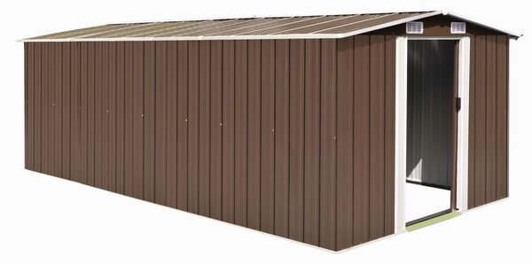 Garden Shed 257x489x181 cm Metal Brown