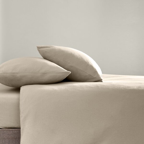 Simply Brushed Cotton Standard Pillowcase Pair Natural