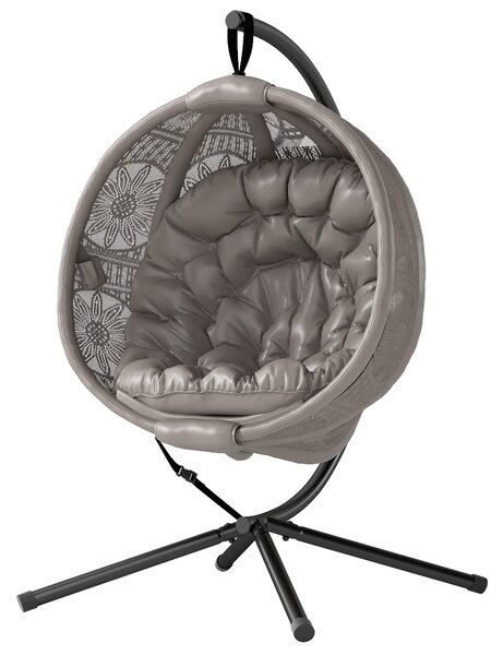 Outsunny Round Egg Basket Chair, with Steel Stand