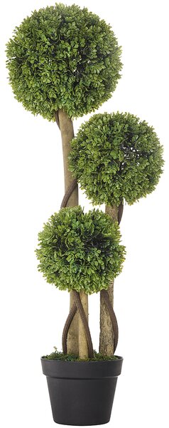 HOMCOM Decorative Artificial Plants Boxwood Ball Topiary Trees in Pot Fake Plants for Home Indoor Outdoor Decor, 90 cm Aosom UK
