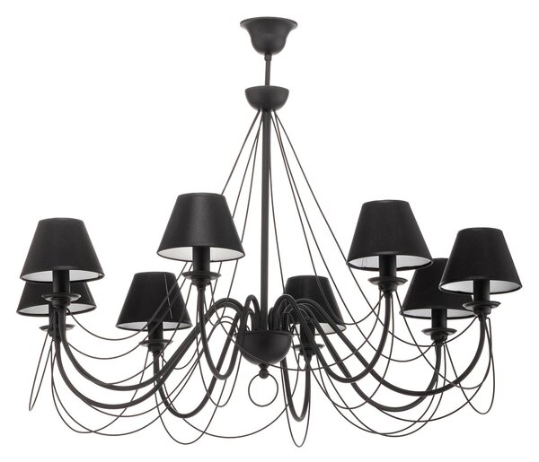 Black chandelier Bona with fabric lampshades