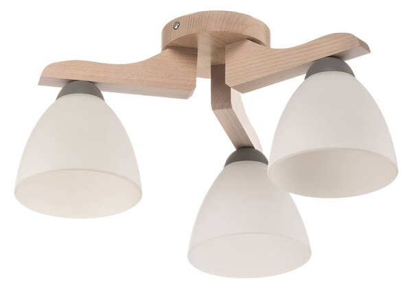 Haro ceiling light, white beech/white, 3-bulb