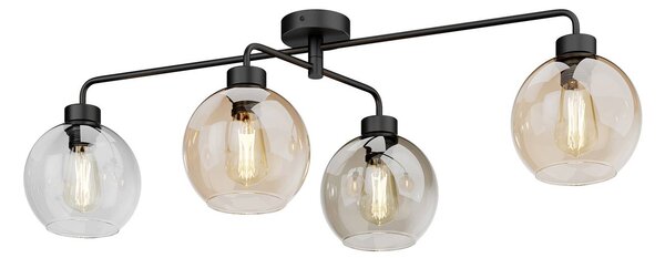 Cubus ceiling lamp, 4-bulb, clear/amber/grey