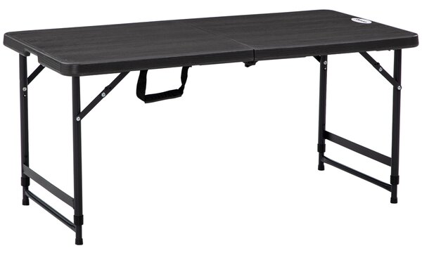 Outsunny Foldable Patio Dining Table for 4, Height Adjustable Outdoor Table for Garden, Lawn, Dark Grey