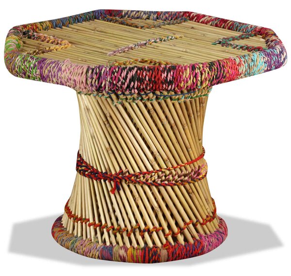 Coffee Table Bamboo with Chindi Details Multicolour