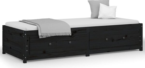 Day Bed without Mattress Black 75x190 cm Small Single Solid Wood Pine