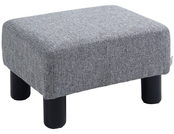 HOMCOM Linen Fabric Footstool Ottoman, Cube Design, with 4 Plastic Legs, Compact and Versatile, Grey Aosom UK
