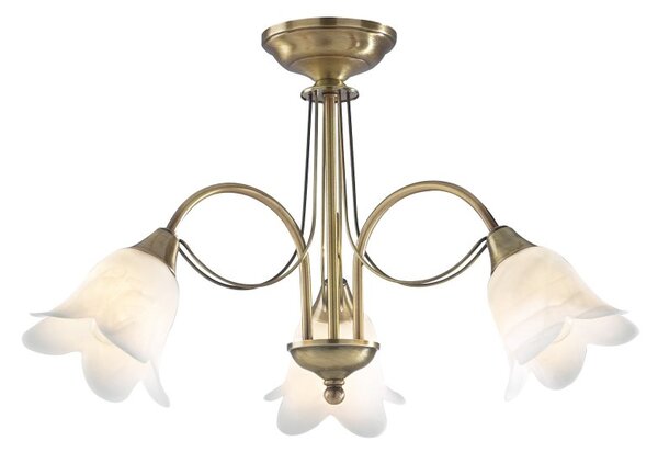 Dar DOU0375 Doublet Antique Brass Semi Flush 3 Light Fitting