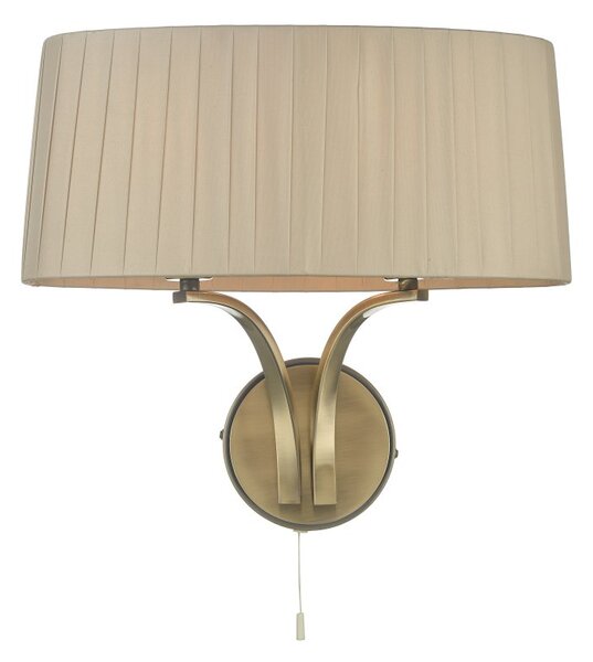 Dar CRI0929 Cristin 2 Light Wall Light In Antique Bronze With Taupe Shade