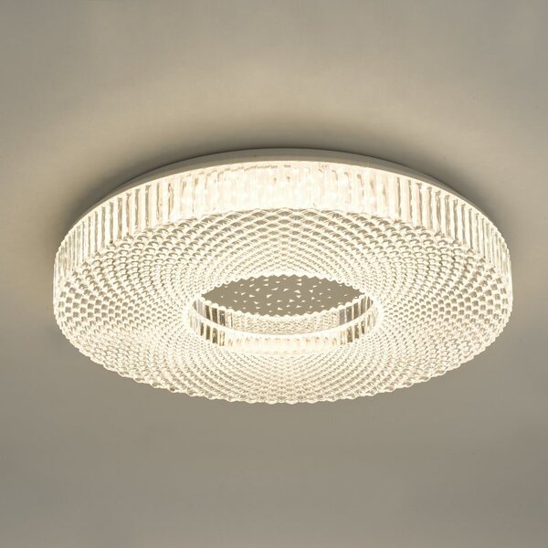 Dar CIM5008 Cimona Small Flush Ceiling Light With Acrylic Finish - Dia: 400mm