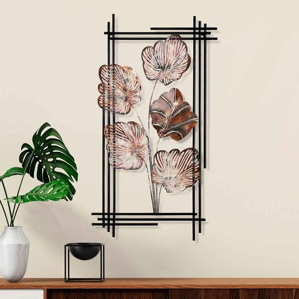 Parklane Metal Linear Leaf Wall Art in Brown and Black