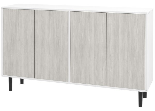 HOMCOM Kitchen Sideboard Storage Cabinet for Living Room with Adjustable Shelves 4 Doors and Pine Wood Legs White