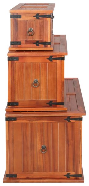 Storage Chests 3 pcs Solid Acacia Wood