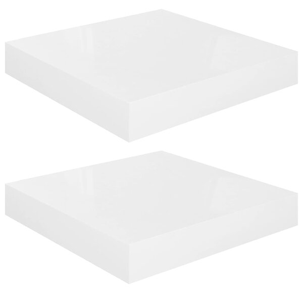 Floating Wall Shelves 2 pcs High Gloss White 23x23.5x3.8 cm MDF