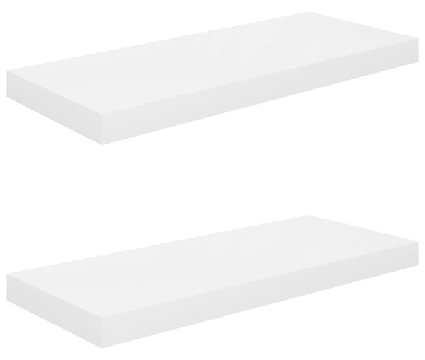 Floating Wall Shelves 2 pcs High Gloss White 60x23.5x3.8 cm MDF