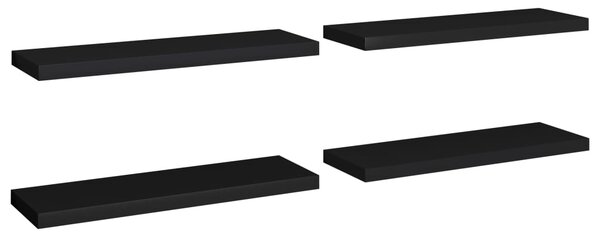 Floating Wall Shelves 4 pcs Black 80x23.5x3.8 cm MDF