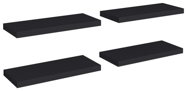 Floating Wall Shelves 4 pcs Black 60x23.5x3.8 cm MDF