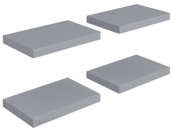 Floating Wall Shelves 4 pcs Grey 40x23x3.8 cm MDF