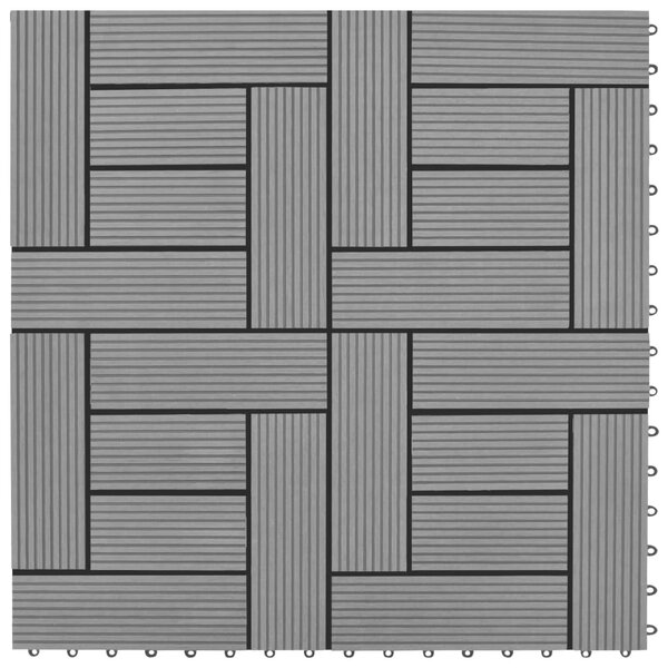 Grey 11 pcs 30 x 30 cm Decking Tiles WPC 1 sqm