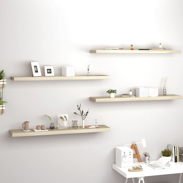 Floating Wall Shelves 4 pcs Oak 120x23.5x3.8 cm MDF