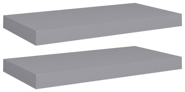 Floating Wall Shelves 2 pcs Grey 50x23x3.8 cm MDF