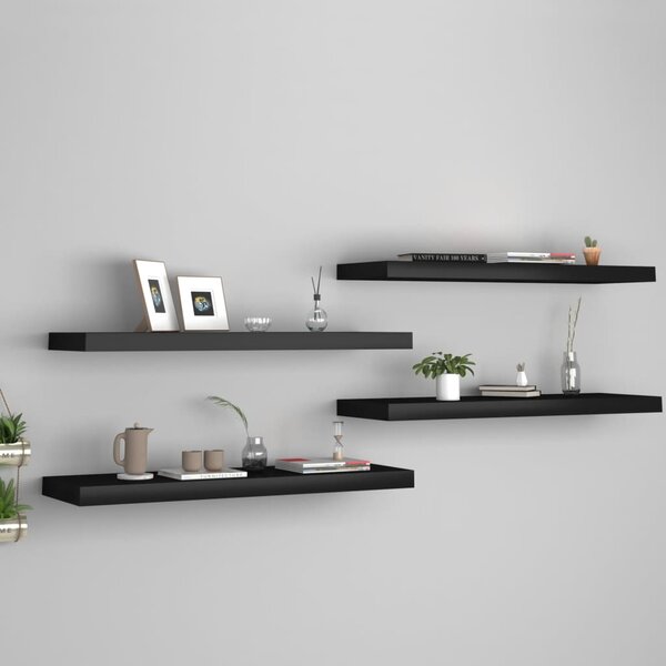 Floating Wall Shelves 4 pcs Black 80x23.5x3.8 cm MDF