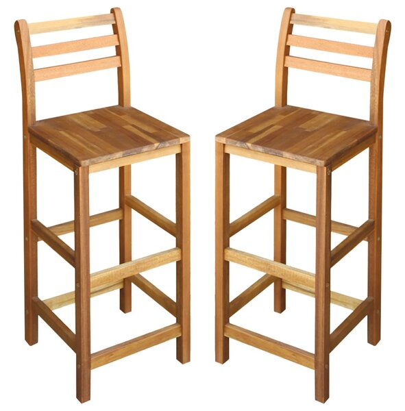 Bar Chairs 2 pcs Solid Acacia Wood