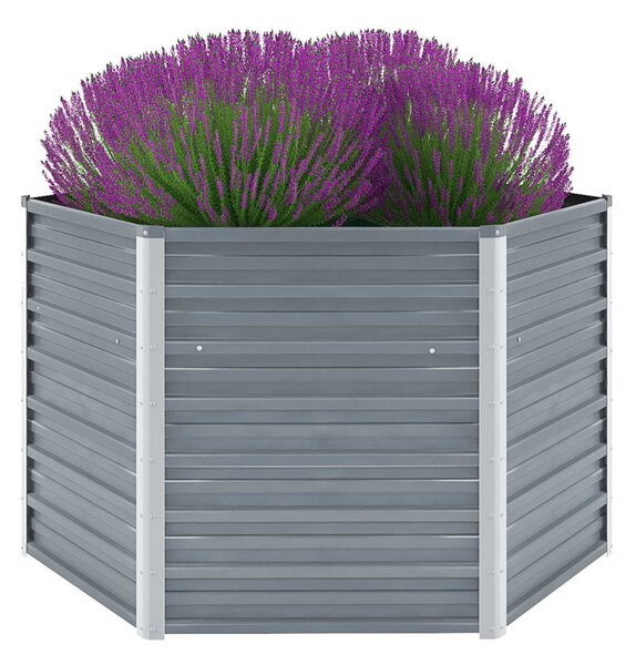 Garden Raised Bed Galvanised Steel 129x129x77 cm Grey