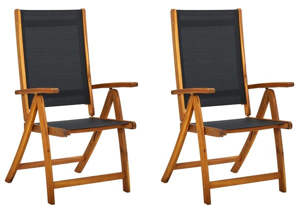 Folding Garden Chairs 2 pcs Solid Acacia Wood and Textilene