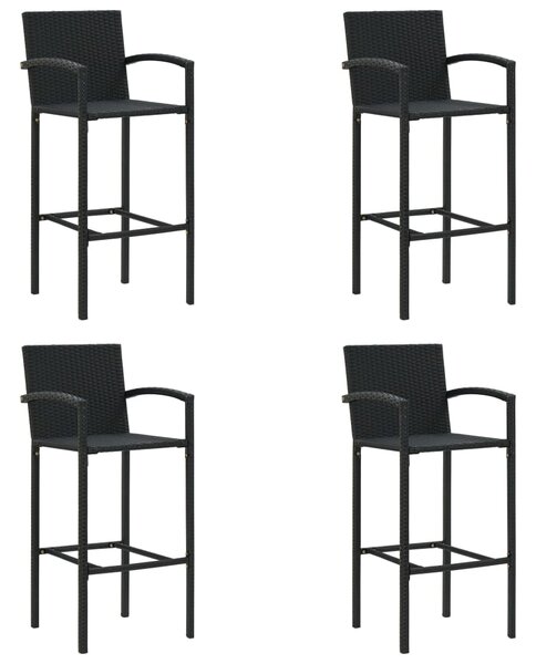 Bar Stools 4 pcs Black Poly Rattan