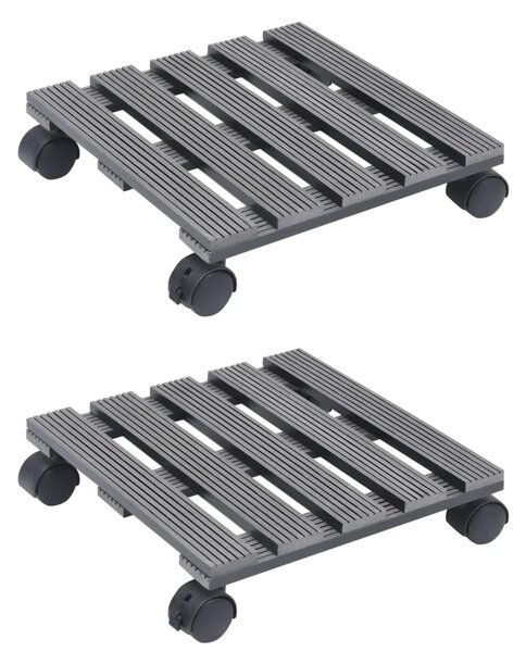 Plant Trolleys 2 pcs Grey 30x30x7.5 cm WPC