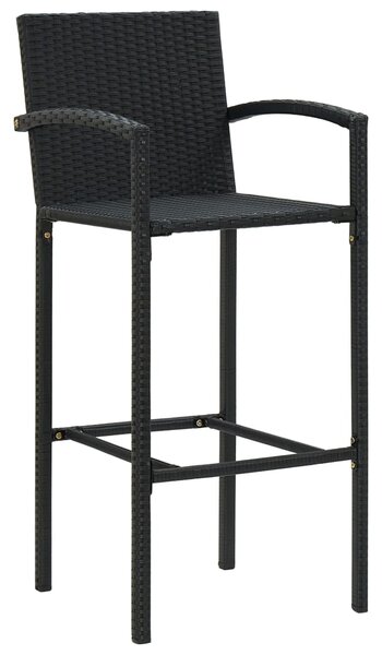 Bar Stools 4 pcs Black Poly Rattan