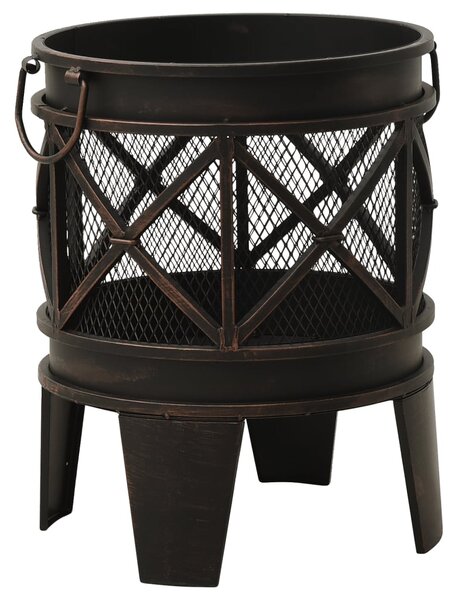 Rustic Fire Pit with Poker Φ42x54 cm Steel