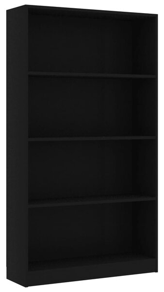 4-Tier Book Cabinet Black 80x24x142 cm Engineered Wood