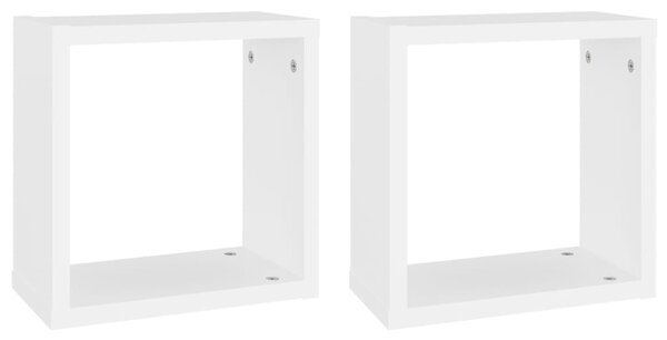 Wall Cube Shelves 2 pcs White 30x15x30 cm