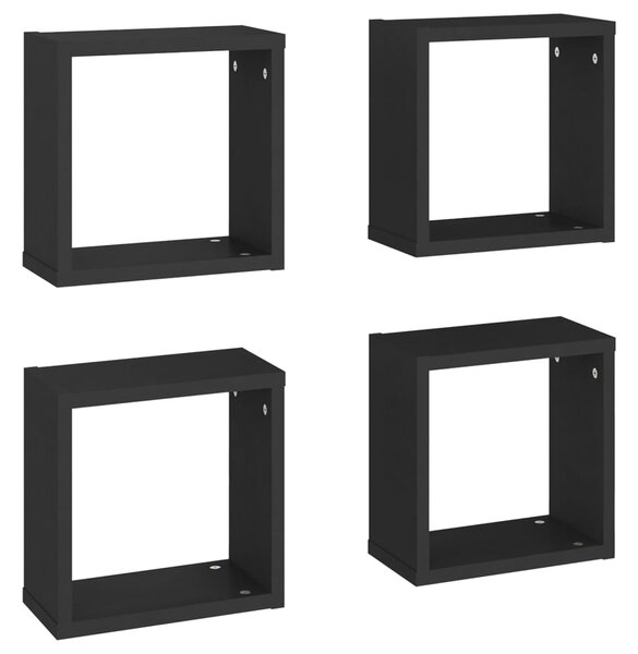 Wall Cube Shelves 4 pcs Black 30x15x30 cm