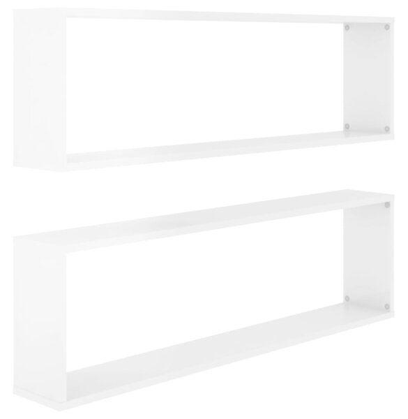 Wall Cube Shelf 2 pcs High Gloss White 100x15x30 cm Engineered Wood