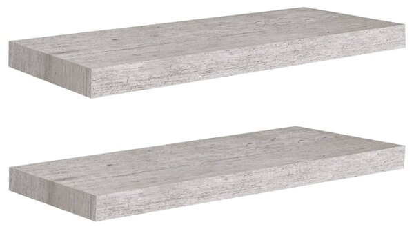 Floating Wall Shelves 2 pcs Concrete Grey 60x23.5x3.8 cm MDF