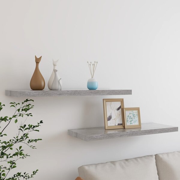 Floating Wall Shelves 2 pcs Concrete Grey 80x23.5x3.8 cm MDF