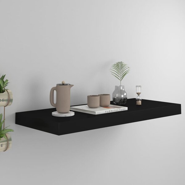 Floating Wall Shelf Black 60x23.5x3.8 cm MDF